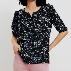 LOFT pearl print puff sleeve blouse